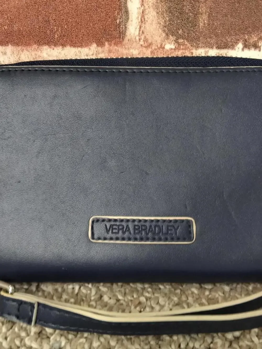 Vera Bradley Zip Around Accordion Wristlet Wallet Womens Navy Blue - Picture 2 of 6